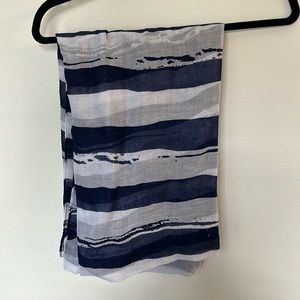 Blue and white silky scarf